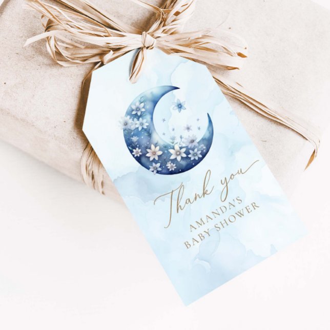 Wir sind über dem Mond, Blue Boy Baby Dusche Geschenkanhänger (Von Creator hochgeladen)