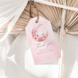 Wir sind über dem Mond, die Pink-Girl-Babydusche Geschenkanhänger