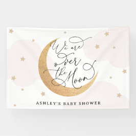Wir sind über dem Mond, die rosa Babydusche Banner