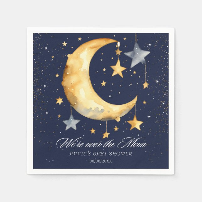 Wir sind über dem Mond Glitzer Kinderdusche Serviette (Vorderseite)
