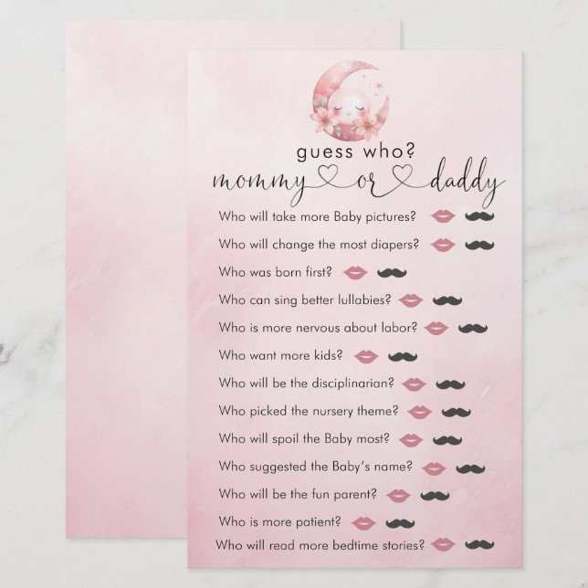 Wir sind über dem Mond Mädchen Dusche "raten Sie,  (Vorne/Hinten)