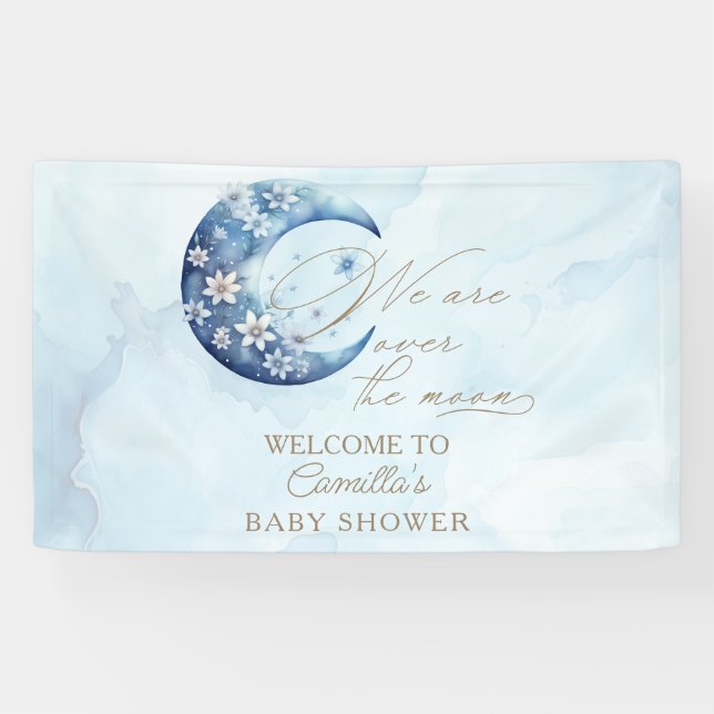 Wir sind über dem Mond und haben eine Babydusche Banner (Horizontal)