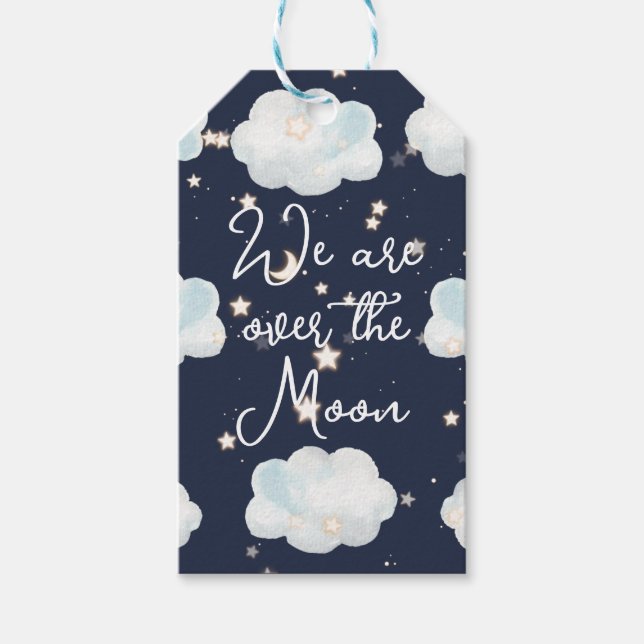 Wir sind über dem Mond und sind auf dem Geschenksc Geschenkanhänger (Vorderseite)