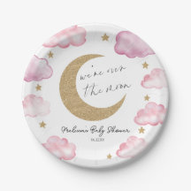 Wir sind über den Mond Rosa Himmels-Baby-Party
