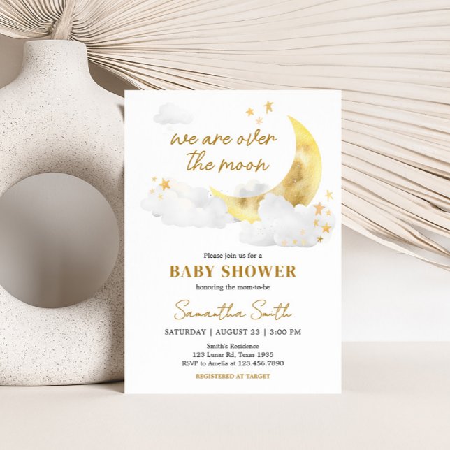 Wir sind über der Mond-Babydusche Einladung (Over the Moon Baby Shower Invitation)
