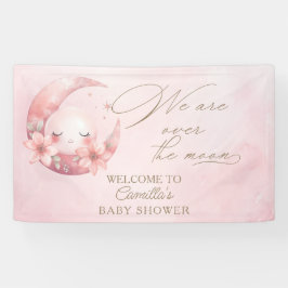 Wir sind über der Mond-Girl-Babydusche Banner