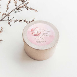 Wir sind über der Mond-Girl-Babydusche Runder Aufkleber