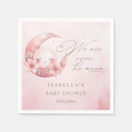 Wir sind über der Mond-Girl-Babydusche Serviette