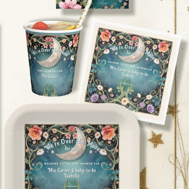 Wir sind über der Mond Girly Floral Girl Babydusch Serviette (Von Creator hochgeladen)