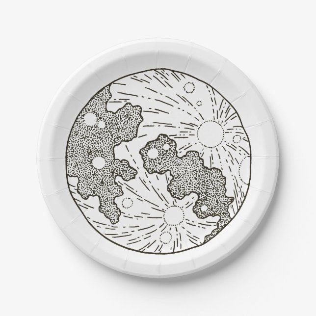 Wir sind über der Monddusche Pappteller (Vorderseite)