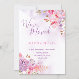 Wir sind umgezogen Aquarell Blumen Einladung