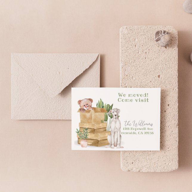 Wir sind umgezogen, neue Adresse Hund Ankündigung Postkarte (Von Creator hochgeladen)