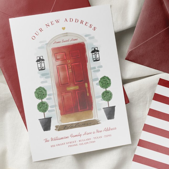 Wir sind umgezogen - neue Adresse Red Watercolor D Ankündigung (Von Creator hochgeladen)