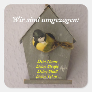 Wir sind umgezogen quadratischer aufkleber