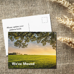 Wir sind umgezogen Sunset Field Neue Heimatadresse Ankündigungspostkarte