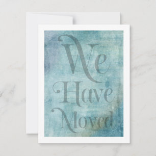 Wir sind umgezogen Typography Distressed Teal Kart Einladung