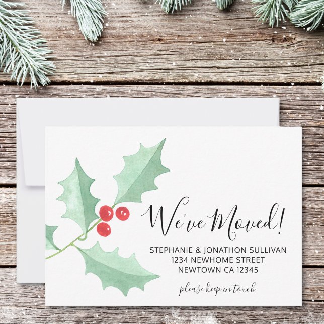 Wir sind umgezogen Watercolor Holly Ankündigung (Von Creator hochgeladen)