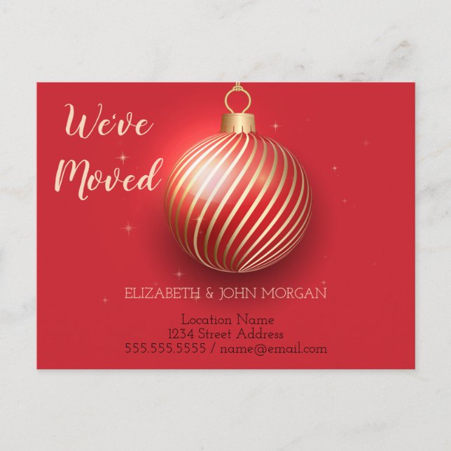 Wir sind umgezogen, Weihnachtsball, neue Adresse Ankündigungspostkarte (Vorderseite)