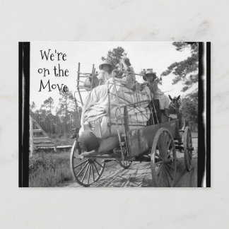 Wir sind unterwegs! Vintage Wagenfamilie Postkarte