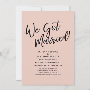 Wir sind verheiratet! Casual Script Blush Empfang Einladung