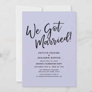Wir sind verheiratet! Einfache Lavendel-Hochzeitsf Einladung