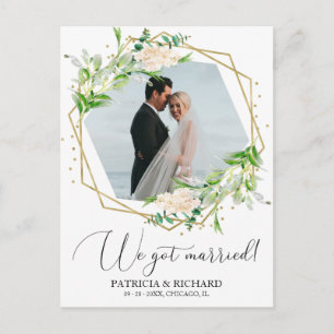 Wir sind verheiratet - Greenenery-Elopement-Ankünd Postkarte