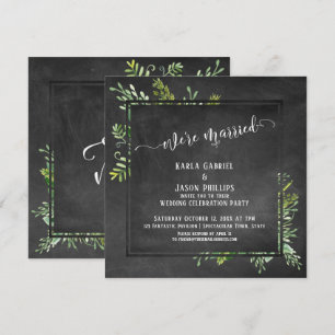 Wir sind Verheiratet Script Greenery Bouquet Chalk Einladung