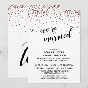 Wir sind Verheiratet Script Rose Gold Confetti Emp Einladung