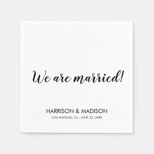 Wir sind verheiratete Stilschrift moderne Hochzeit Serviette (Vorderseite)