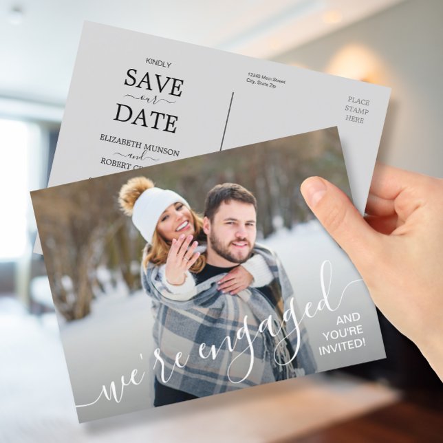 Wir sind Verlobt Foto Hochzeit Save the Date Ankündigungspostkarte (Von Creator hochgeladen)