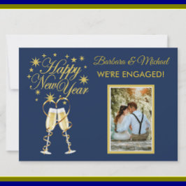 Wir sind Verlobt glückliches New Year Gold Blue Fo Einladung