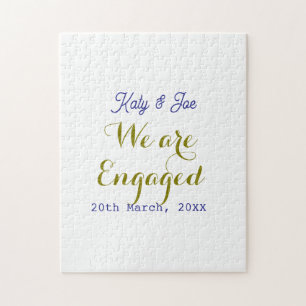 Wir sind verlobt lila gold name datum elegant einf