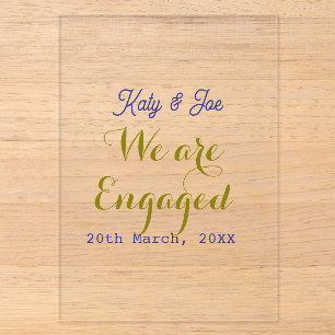 Wir sind verlobt lila gold name datum elegant einf acryleinladungen
