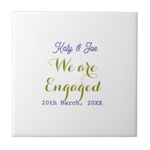 Wir sind verlobt lila gold name datum elegant einf fliese