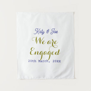 Wir sind verlobt lila gold name datum elegant einf wandteppich