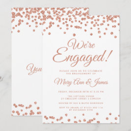 Wir sind Verlobt! Rose Gold Glitzer Confetti Weiß Einladung