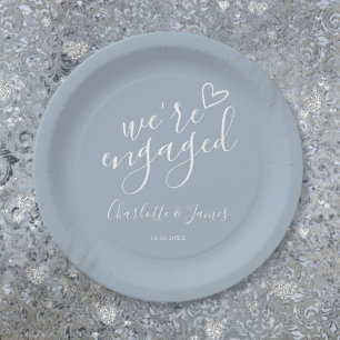 Wir sind verlobt Verlobungsparty Dusty Blue Pappteller