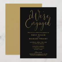 Wir sind Verlobte Black and Gold Engagement Party