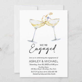 Wir sind Verlobte Elegant Champagne Engagement Par Einladung