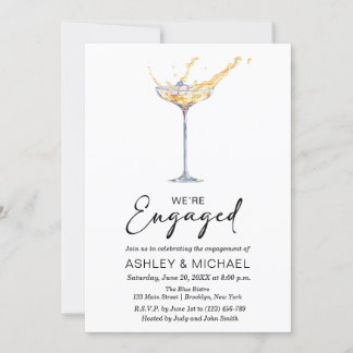 Wir sind Verlobte Elegant Champagne Engagement Par Einladung
