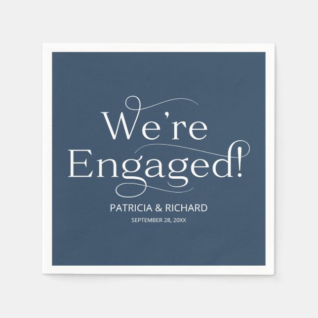 Wir sind Verlobte Engagement Party Blue Serviette (Vorderseite)