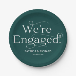 Wir sind Verlobte Engagement Party Green Pappteller