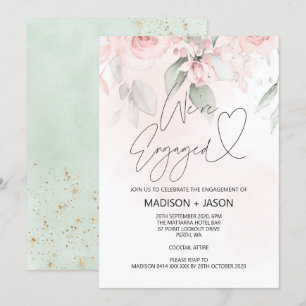 Wir sind Verlobte Engagement Party Pink Floral Gol Einladung