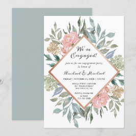 Wir sind Verlobte Rustikale Floral Frame Engagemen Einladung
