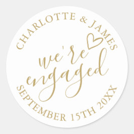Wir sind Verlobtes Engagement Party Chic Gold Runder Aufkleber
