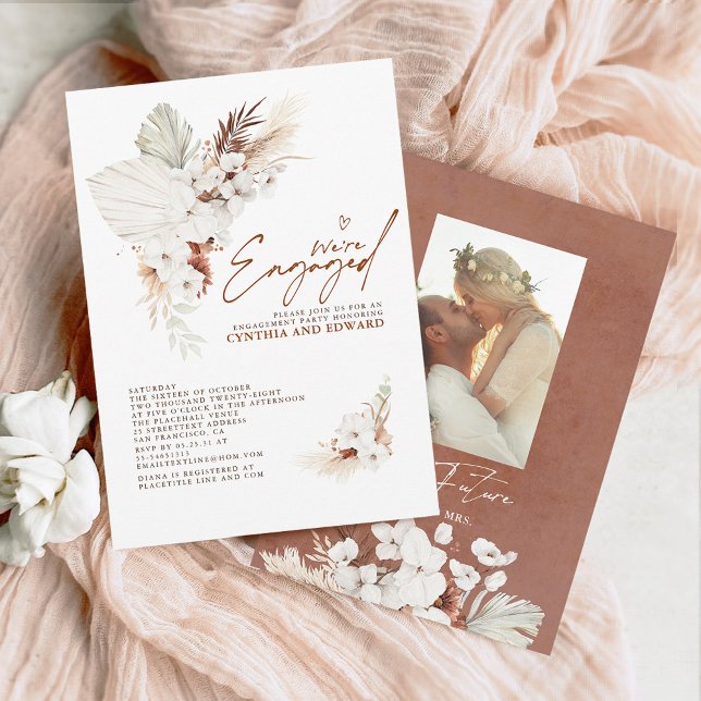 Wir sind Verlobtes Terracotta Engagement Party Fot Einladung (Von Creator hochgeladen)