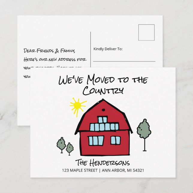 Wir sind zur Ankündigung über den Umzug des Landes Postkarte (Vorne/Hinten)
