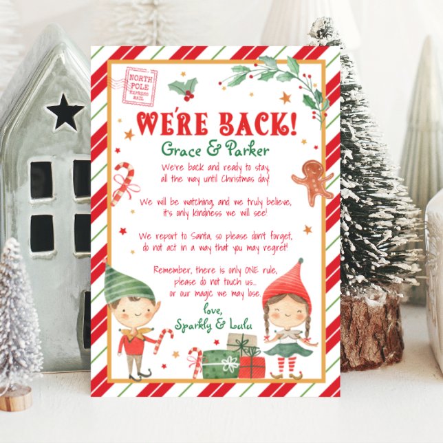 Wir sind zurück Brief von deinem Weihnachtself Einladung (welcome your elf back with this personalized we are back Christmas elf letter. Print from home.)