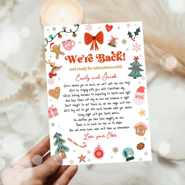 Wir sind zurück Elf Ankunft Rückkehr Weihnachtsbri Einladung (Von Creator hochgeladen)