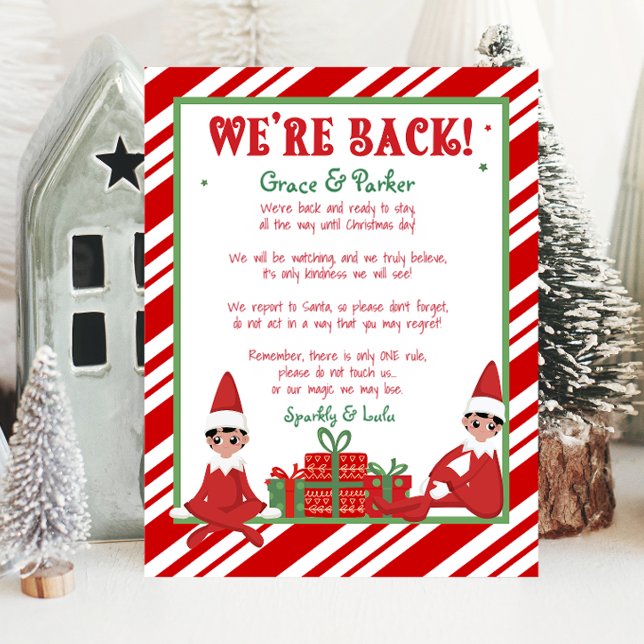 Wir sind zurück Willkommen zurück Weihnachts-Elf-B Poster (christmas elf, welcome back christmas elf. im back christmas elf, letter from your christmas elf)